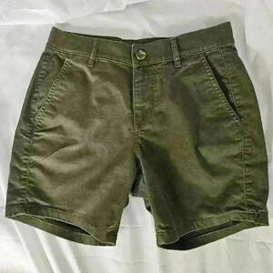 Express Army Green Mid Rise Bermuda Shorts, Size 2